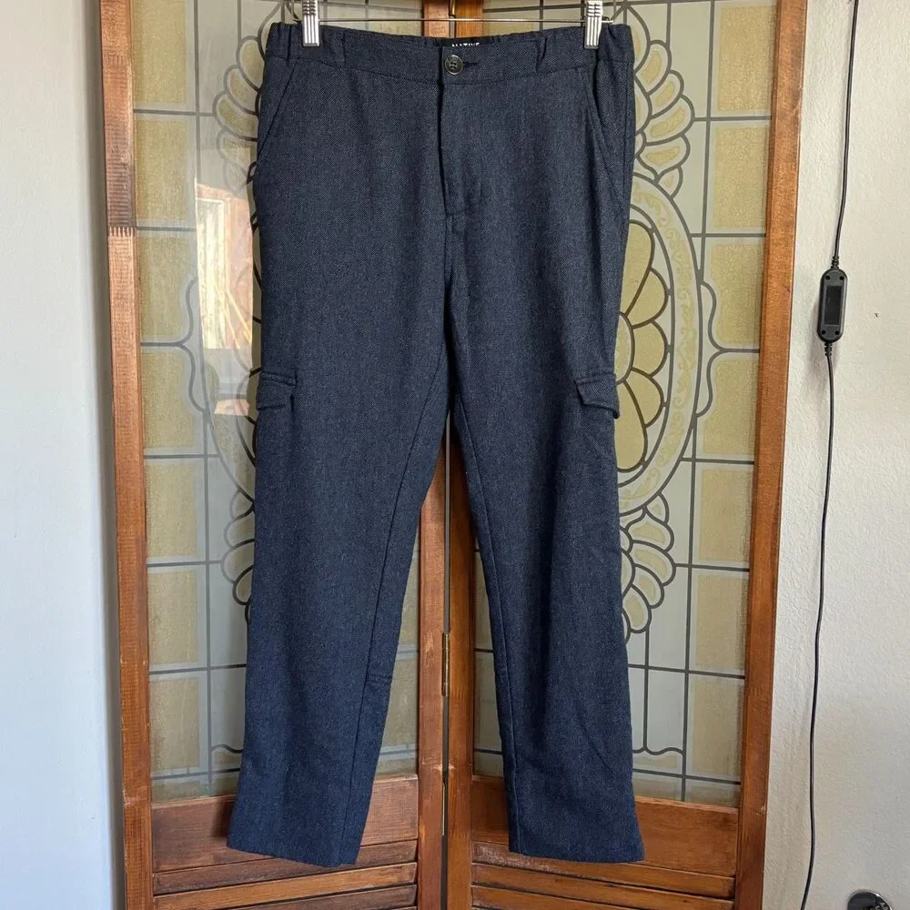 Native Youth Navy Blue Wool Weekend Surge Slim Fit Cargo Pants Size 30